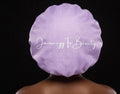 Lilac & White Polka Dot Non-Reversible Satin Bonnet