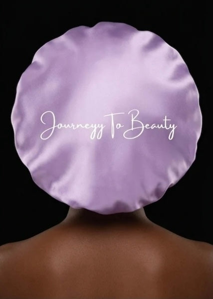 Lilac & White Polka Dot Non-Reversible Satin Bonnet