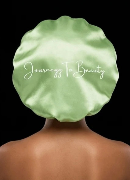 Seafoam Green & Light Green Reversible Satin Bonnet