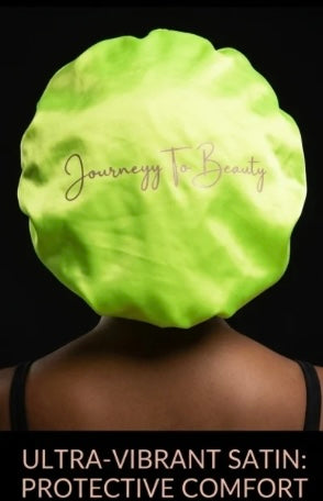 Neon Green & Light Pink Reversible Satin Bonnet